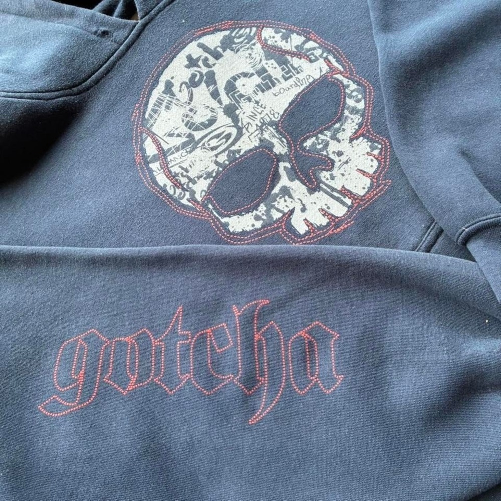 Vintage, navy and red, y2k gotcha surf skate hoodie